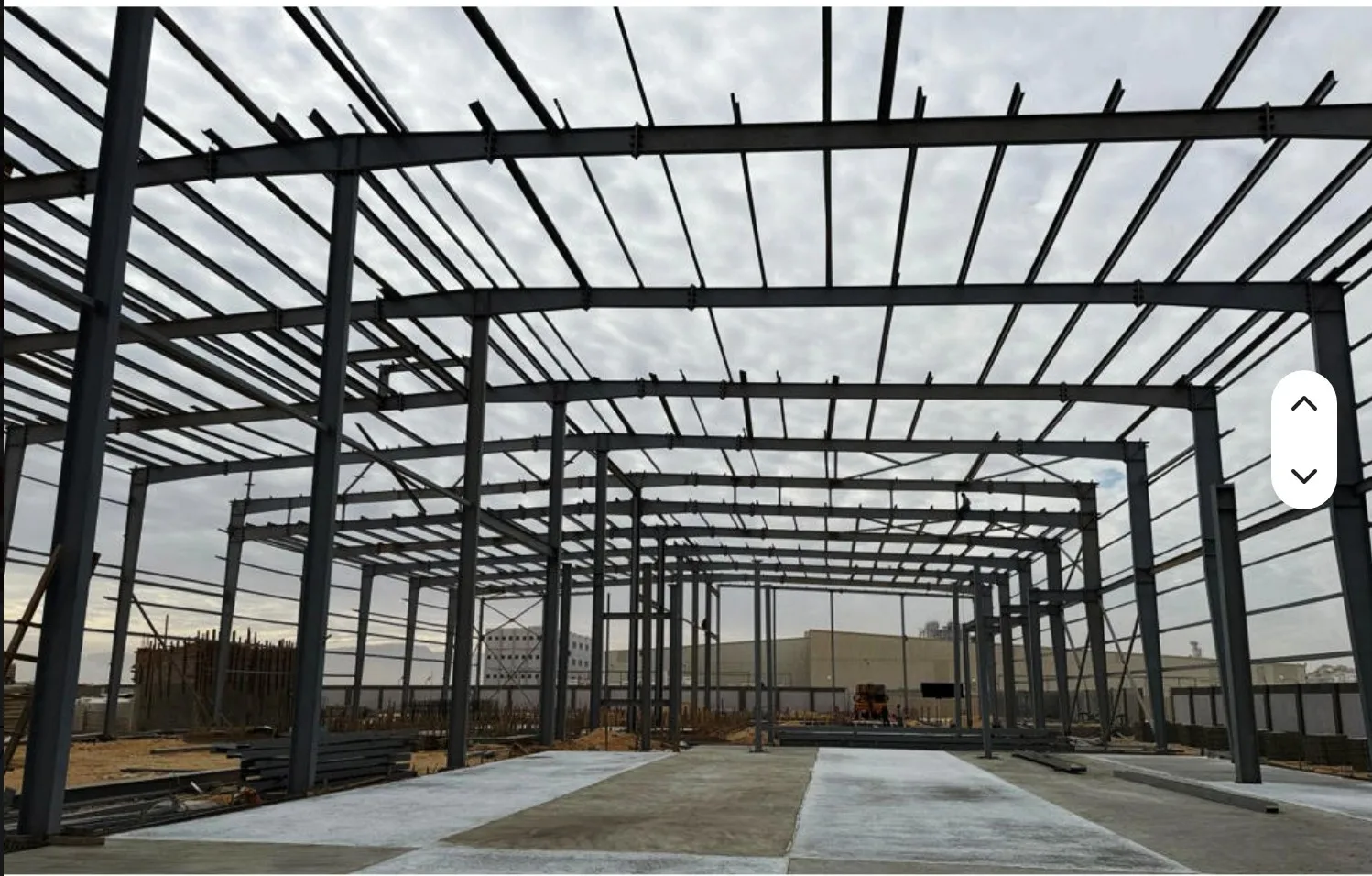 Pre-engineered steel building warehouse under construction